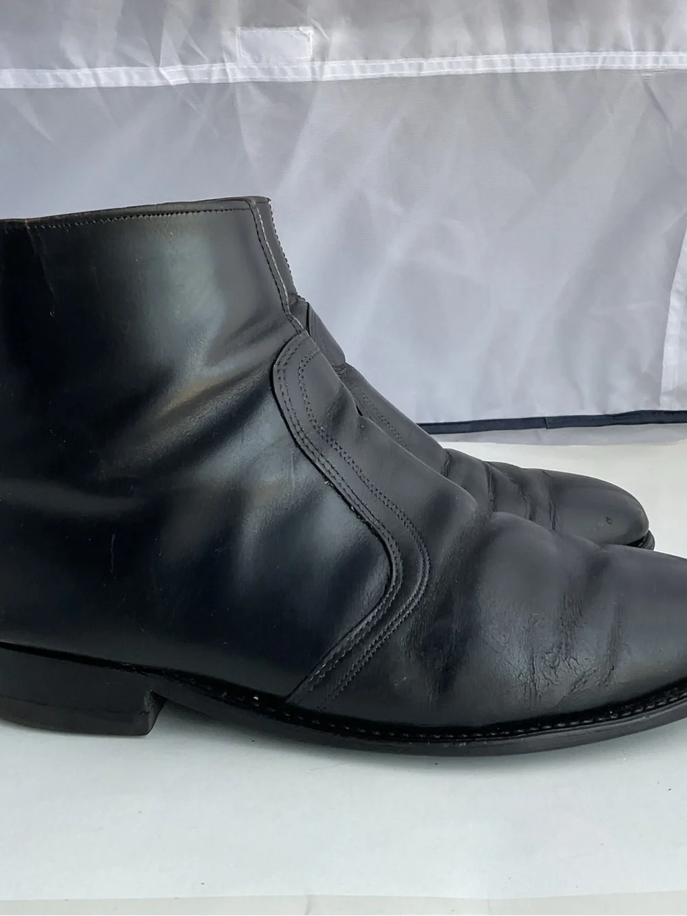intage Black Leather Side Zip Man Made Boots Men’s Size 10 EEE